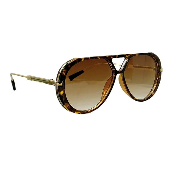 Jesscasday Modern Leopard Print Sunglasses Gradient Lenses Double Bridge Frame Eye Glasses