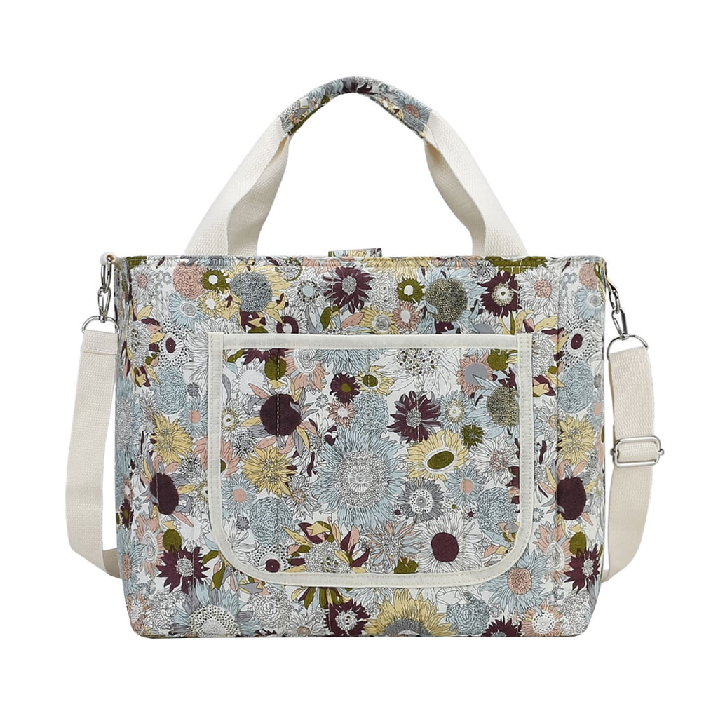 Jesscasday Mom Bag with Flower Pattern Large Capacity Women Diaper Bag Shoulder Bag Handbag Multiple Compartment Splashproof Bag