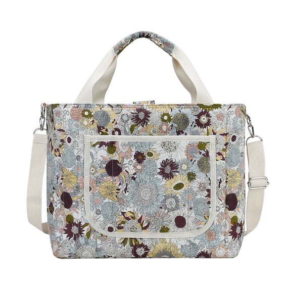 Jesscasday Mom Bag with Flower Pattern Large Capacity Women Diaper Bag Shoulder Bag Handbag Multiple Compartment Splashproof Bag