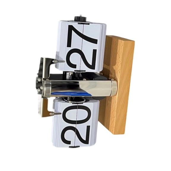 Jesscasday Noiseless Wooden Automatic Flip Clock Large Clear Numbers Non Slip Base Quiet Movement Ideal for Elderly Home Office Use