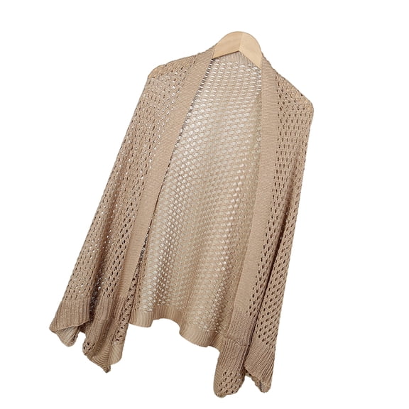 Jesscasday Open Front Sweater Cardigan Women Solid Color Batwing Sleeve Knit Shawl Shrug
