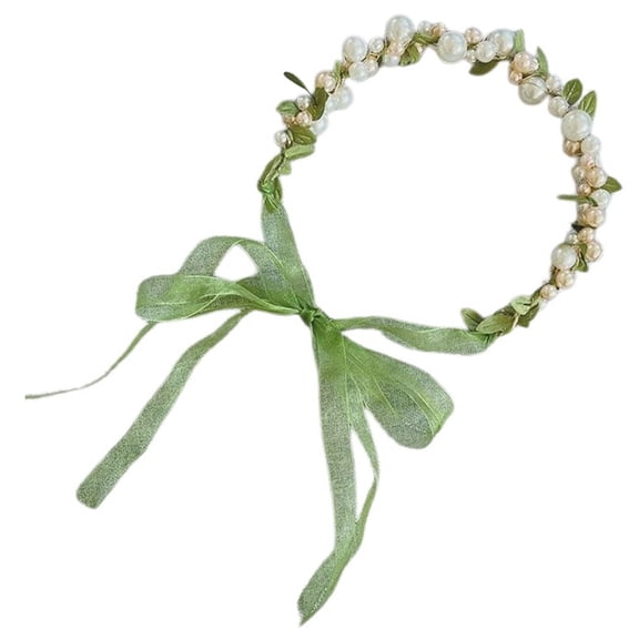 Jesscasday Pearl/ Leaf Shape Headband Adjust Size Camping Photography Hair Hoop Temperament Wedding Party Headpiece for Kids