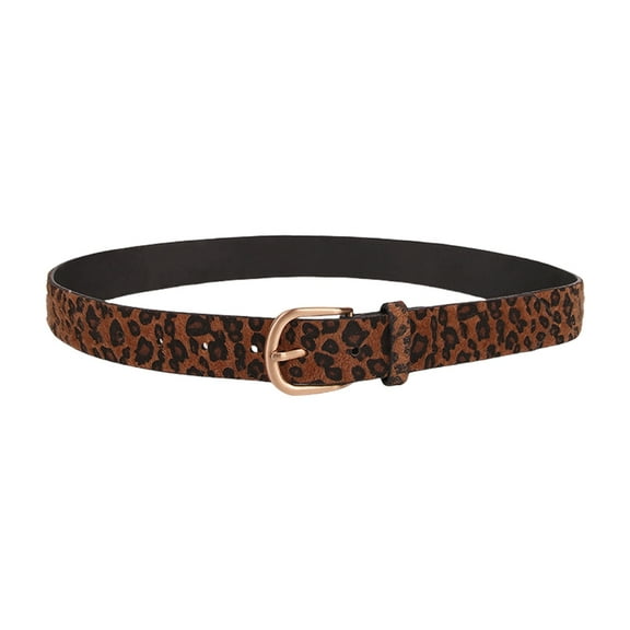 Jesscasday Popular Animal Print PU Leather Belt for Women Teens Adjustable Metal Pin Buckle Leopard Pattern Belt for Various Outfit
