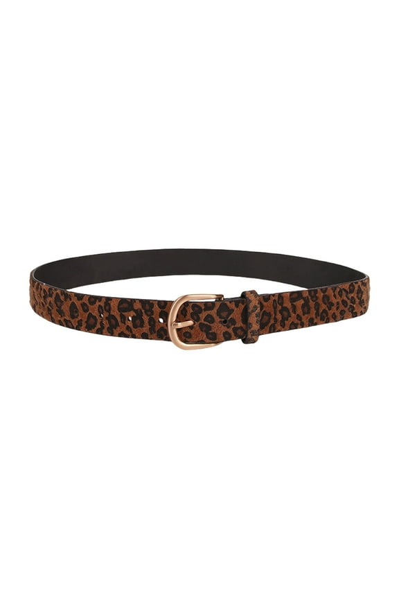 Popular Animal Print PU Leather Belt for Women Teens Adjustable Metal Pin Buckle Leopard Pattern Belt for Various Outfit