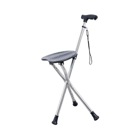 Jesscasday Portables Walking Canes Chair with Integrated LED poles3 Leg Light weight Folding Stick for Outdoor Activity