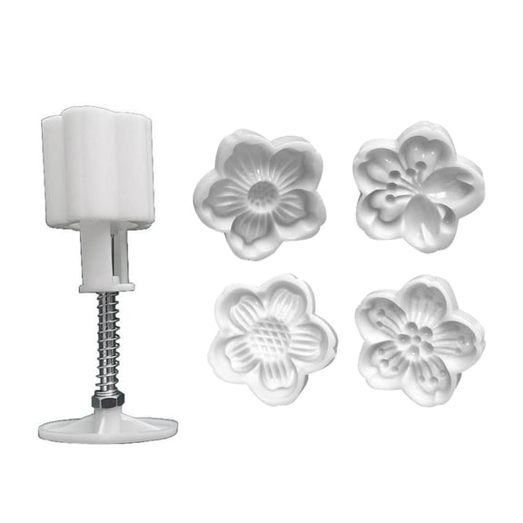 Jesscasday Professional 4Pc Flower Cake Molds ABS Plastic Hand Press Decorating Set Home Bakery Essential