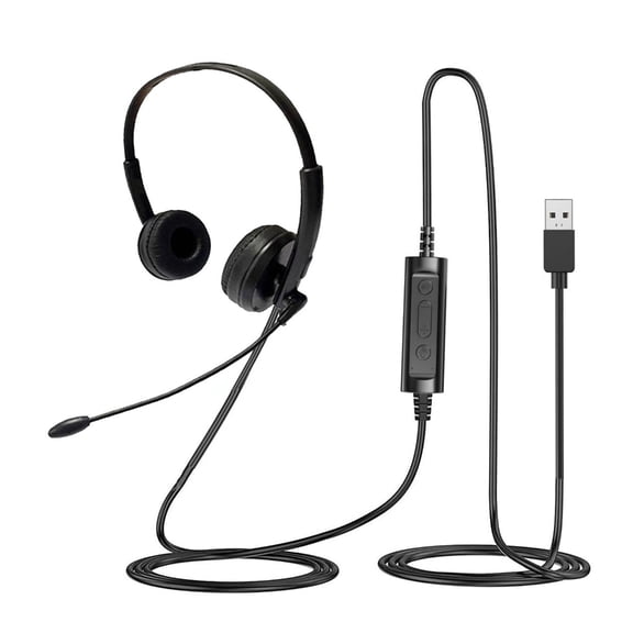 Jesscasday Professional Corded Headset Telephone Headphone Call Noise Cancelling Headset with Micrphone USB Headphone for Computer
