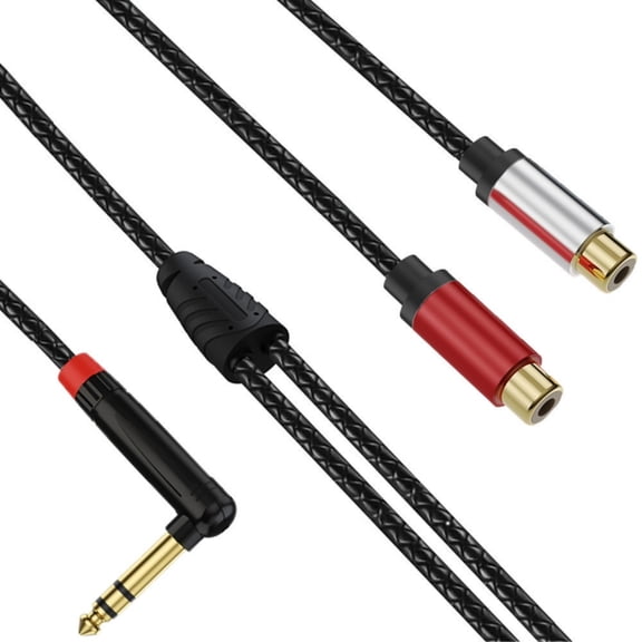 Jesscasday Professional TRS Male To 2RCA Sound Cable With EMIs Protections For Amplifiers