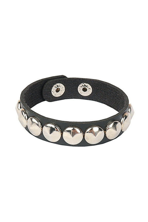 Punk Men PU Leather Bracelet Wide Snap Button Wrap Bracelets Wristband for Women