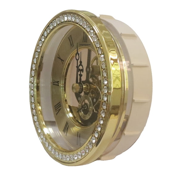 Jesscasday Quiet Operate Crystal Inlaid Clock Face 116mm Gold/Silver Trim Transparent Skeleton Clock Head Insert for Home Styling