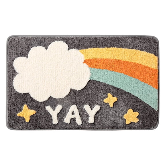 Jesscasday Rainbow Flocking Bath Toilet Mat Bathroom Rug Carpet Doormat Non-slip Floor Mat Absorbent Shower Foot Pad Bedroom Decor