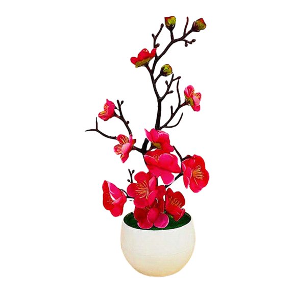 Jesscasday Realistic Flower Artificial Potted Tree Faux Plant Low Maintenance for Home Desk