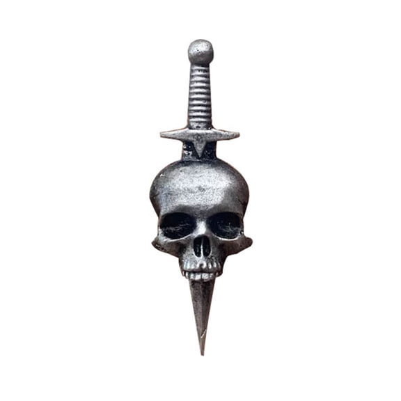 Jesscasday Retro Skull Daggers Cross Sword Brooch Gothic Horror Skeleton Badge Lapel Pins