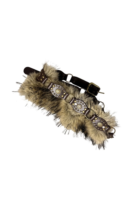 Retro Western Waist Sash Studded Faux Furry Belt Adjustable Gothic Punk Waist Cinching Belt Unisex Statement Gift