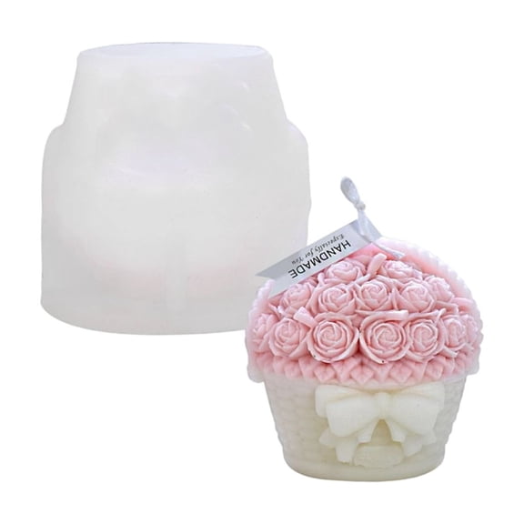 Jesscasday Reusable Silicone Mold for Crafting 3D Flower Basket Candle Diffuser Stone Mould
