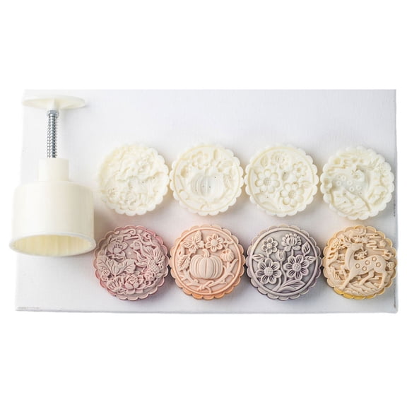 Jesscasday Round Flower Pattern Dessert Press Molds Cookie Molds Chinese MidAutumn Dessert Maker Decorating Tool for Cookie