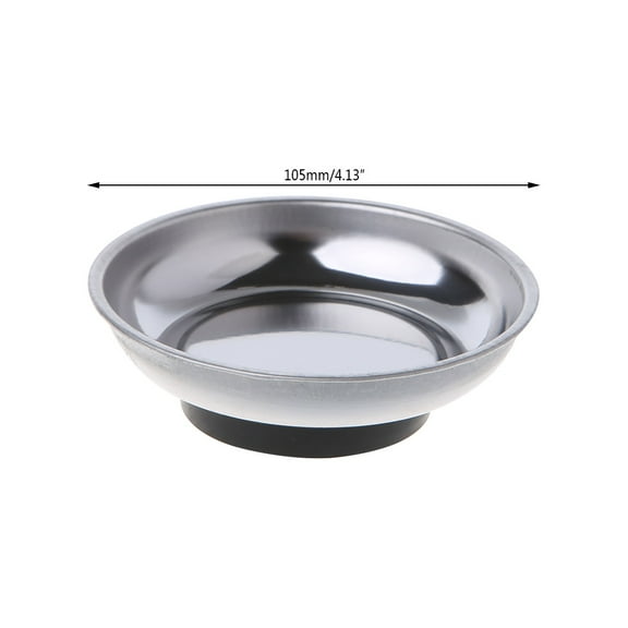 Jesscasday Round Magnetic Parts Tray Bowl Dish Stainless Steel Garage Holder Tool Organizer