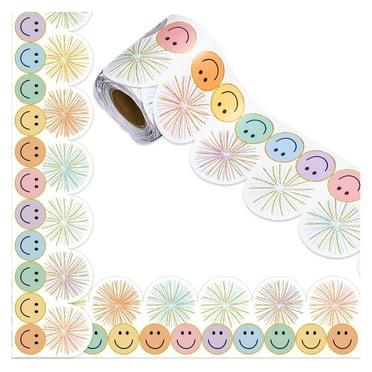 Jesscasday Smiling Face Border Trim Wall Sticker 32.8ft for Chalkboard Wall Decoration