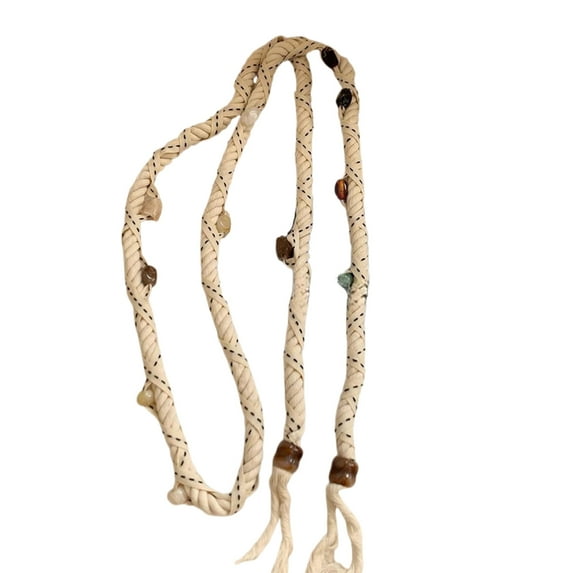 Jesscasday Soft Handwoven Waist Rope For Daily Wear Beaded Decoration Cream Color