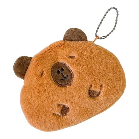 Jesscasday Soft Plush Capybara Coin Wallet Zippered Change Pouch Purse Multifunctional Money Bag for Everyday Use or Travel