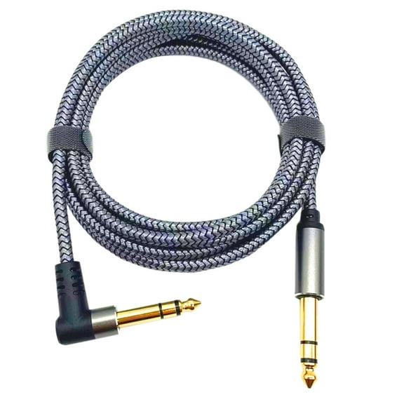 Jesscasday Stereo Amp Cable 6.35mm Mono Jacks Instrument Cable Plugs (Male to Male) for Guitar, Bass, Keyboard, and Sound Mixing