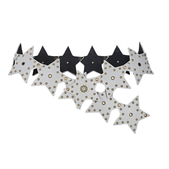 Jesscasday Street Style Star Decorated PU Belt Gothic Punk Waist Cinching Band Girdle for Daily Wear Silver/Gold/Brown Option