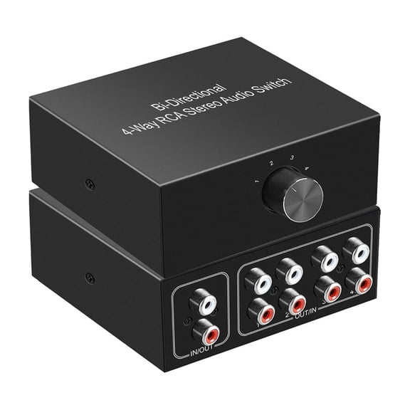 Jesscasday 4-Way Stereo L/R Sound Channel Bi-Directional Audio Switcher 1in4 Out or 4in1Out