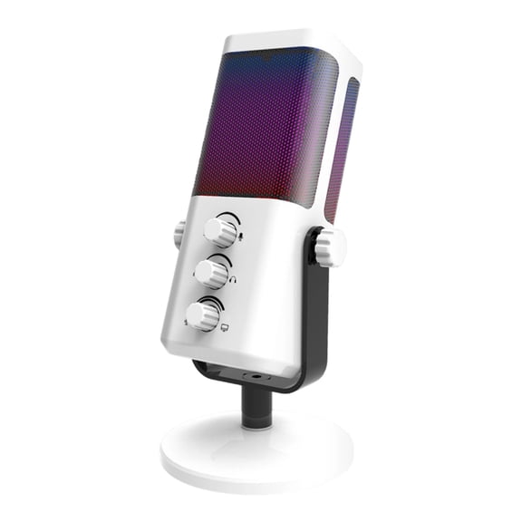Jesscasday Studio Condenser Microphone Led Effects Metal Build Compatible for Streaming Podcast Setups Volumes Control Knob