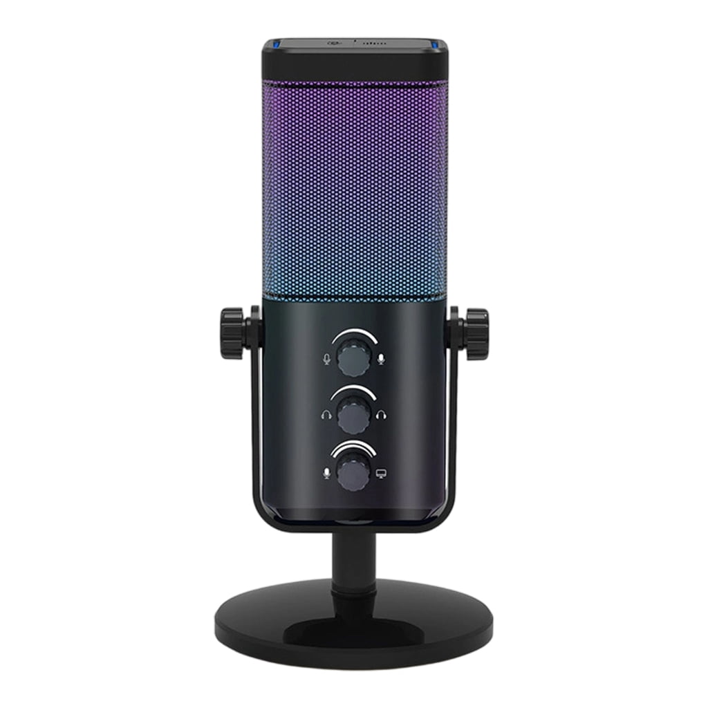 Jesscasday Studio Condenser Microphone Led Effects Metal Build Compatible for Streaming Podcast Setups Volumes Control Knob