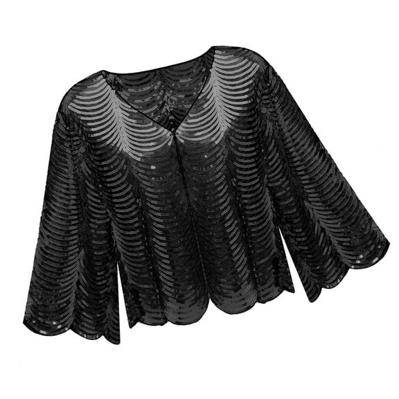 Jesscasday Stylish Cardigan Shawl with Sequins For Formal Occasion Evening Dress Decoration