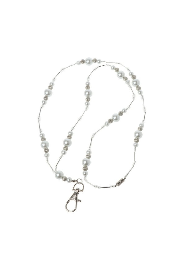 Sweet White Pearls Bead Necklace ID Badge Holder Hidden Hollow Bead Necklace Ins