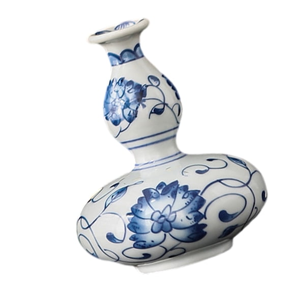 Jesscasday Traditional Blue White Porcelain Mini Vases With Round Base For Indoor Plant