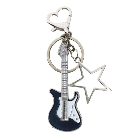 Jesscasday Trend Exquisite Alloy Guitar Keychain Hollow Five-pointed Star Keys Chain