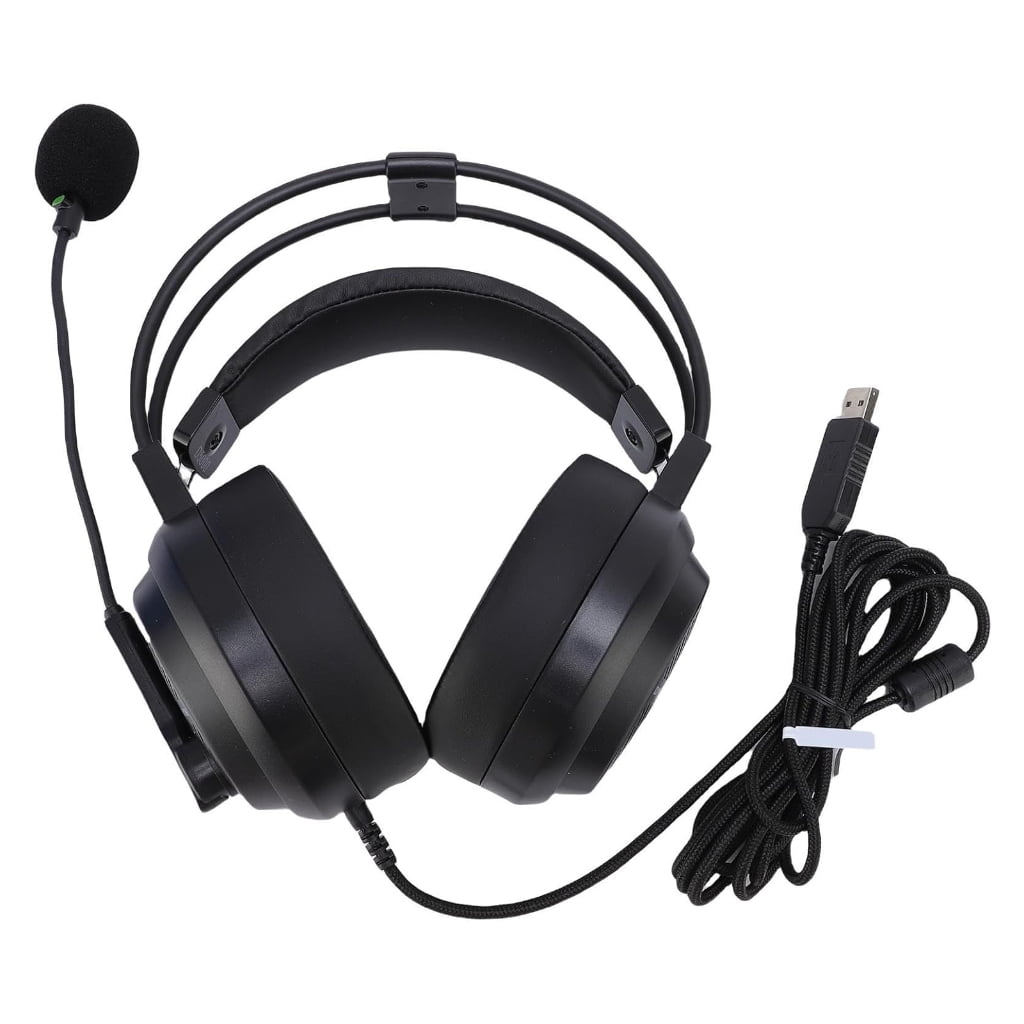 Jesscasday USB Corded Headphones Flexible Metal Microphone Arm Long Cord Immersive Sound