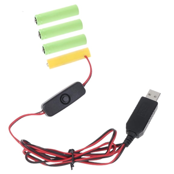 Jesscasday USB Power Supply Replace 4pc 1.5V AA Battery for Clock Toy Light with Switches