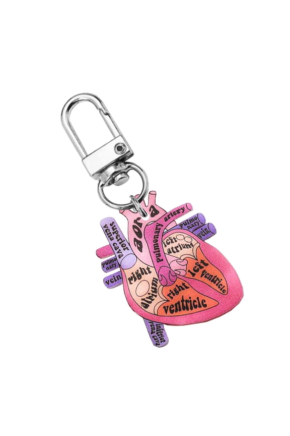 Unique Heart Designs Keychain Realistic Heart Diagram Keychain Charm for Public Health and Anatomy Awareness
