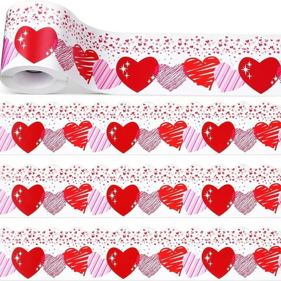 Jesscasday Valentine Border Trim Wall Sticker 18m/59ft Love Heart Border Sticker 75mm Wide