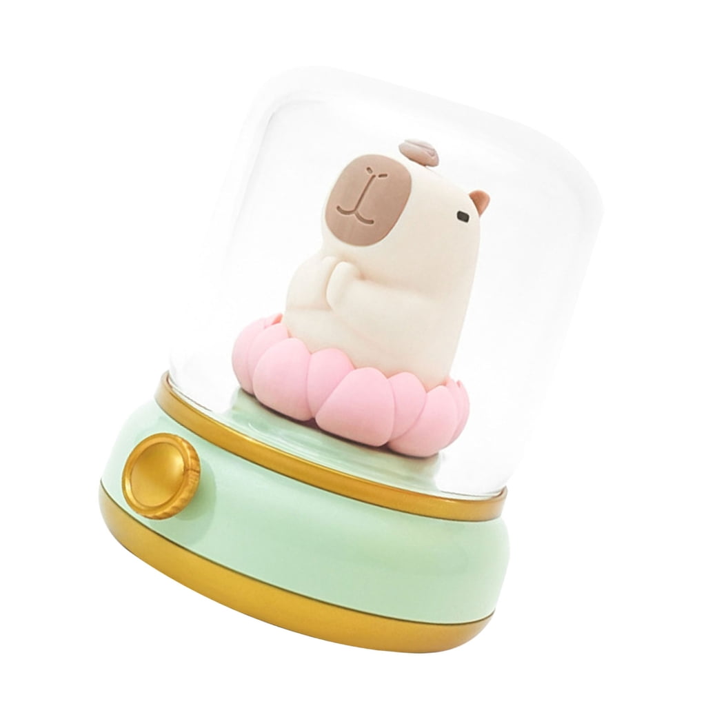 Jesscasday Vintage Capybara Nightlight Silicones Desktop Figurine with Gentle Glowing Oil Lamp Shape USB Rechargeable Night Lamp