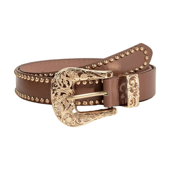 Jesscasday Vintage Waist Belt Rivet Studded Carved Buckle Belt Punk Waistband All Matching