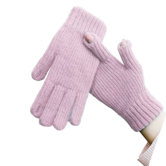 Jesscasday Winter Warmth Gloves With Screen Touch Finger Hole Fleece Lining Hand Glvoes