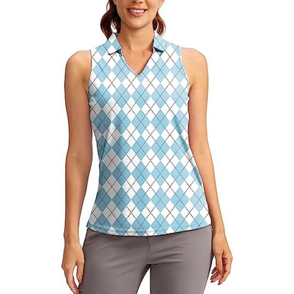 Jesscasday Women's Sleeveless Shirt Quick Drying Golf Shirt Breathable Sports Training Tanks Top with Collar V-Neck Top