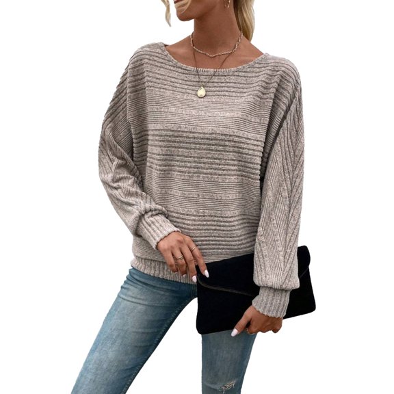 Jesscasday Women's Soft Solid Color Batwing Sleeve Long Sleeve Top Long Pullover