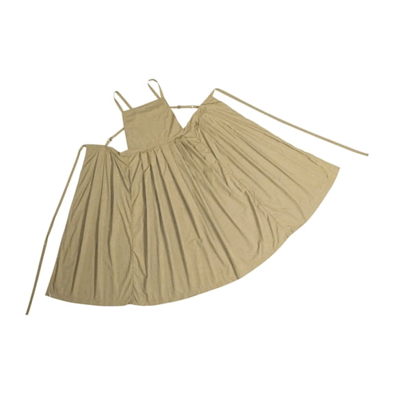 Jesscasday Womens Extra Long Breathable Kitchen Apparel Apron Pleated Pinafore Dress Suitable for Baking Workshops and Home Cooking