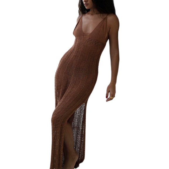 Jesscasday Womens Loose Crochet Cover-Ups Swimwear Hollows Beach Dress Cover Swimsuit Cover