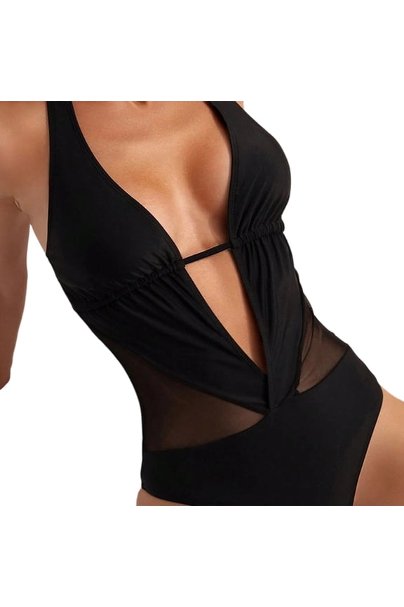 Womens Swimsuit Solid Color Swimwear 1 Pc Bathing Suit Swimming Suit