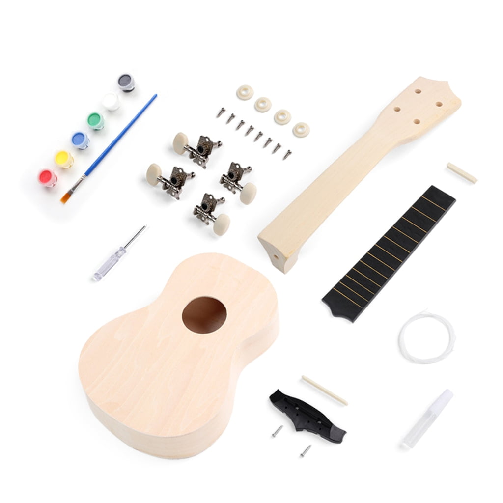 Jesscasday Wood Ukelele Handmade Kits for Children Adult Beginner Stringed Instrument Toy
