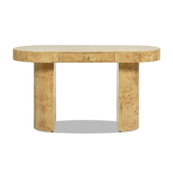 Jesse 55.5 Single Drawer Oval Computer Desk Warm Natural Brown