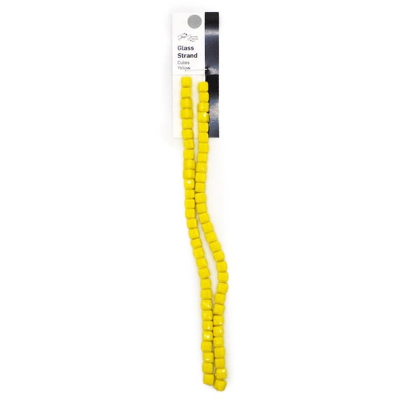 Jesse James Beads Glass Cube Strand Beads – Yellow, 1 Piece, Ideal for Ages 16 and Up