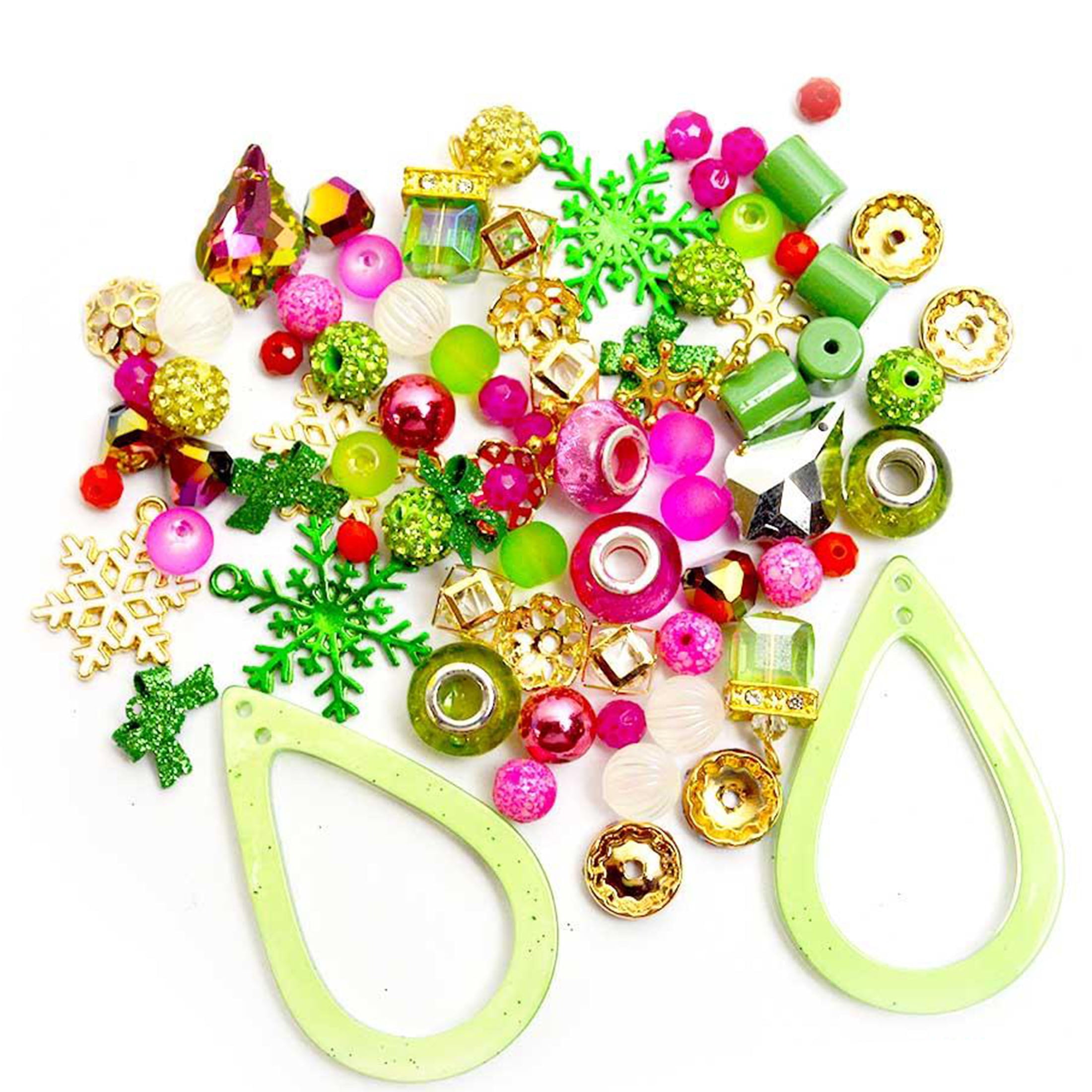 Jesse James Beads Glass and Metal Holiday Bead Mix in Holiday Pop, Green