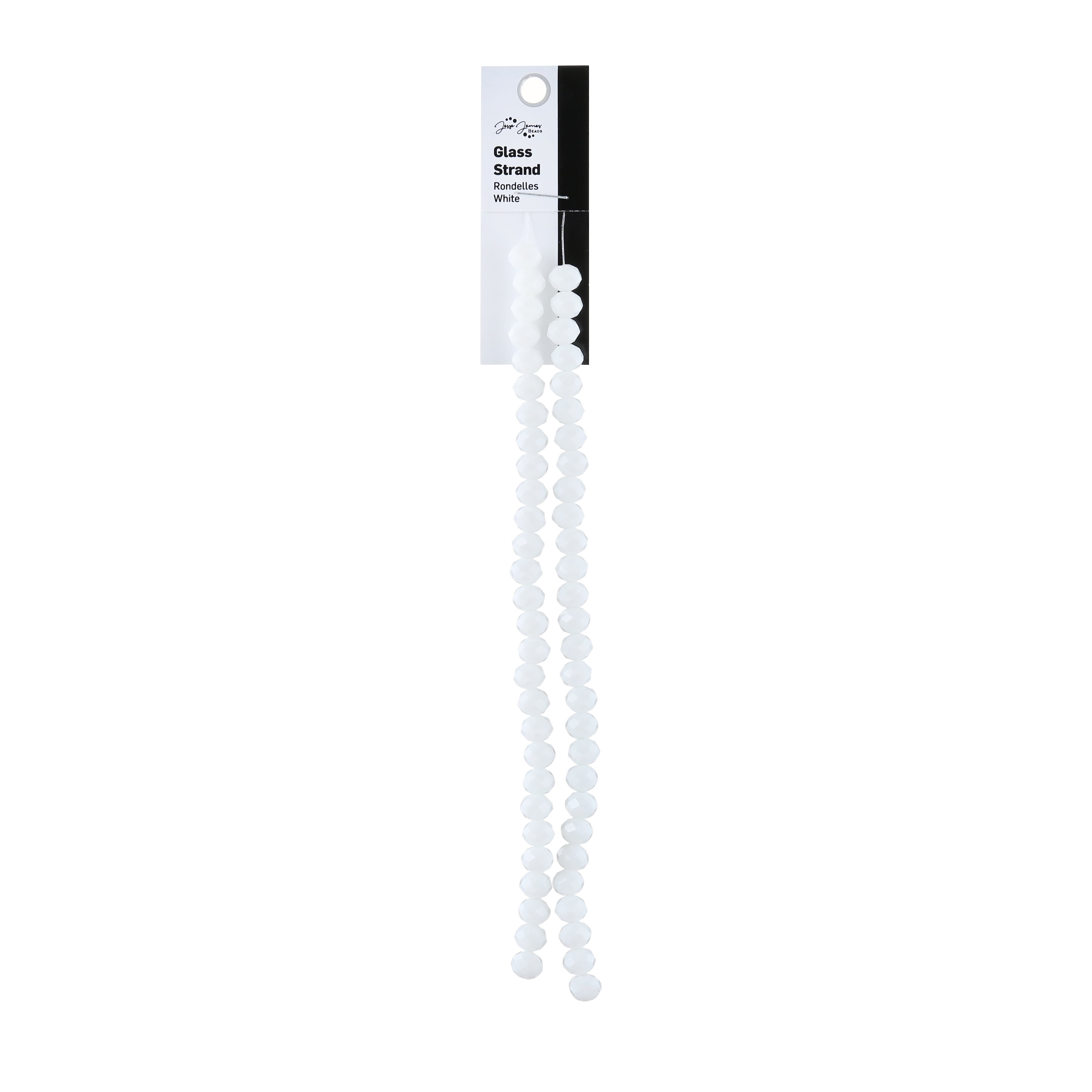 Jesse James Glass Strand Rondelle Beads – White, 1 Piece, Multi-Purpose for Teens and Adults